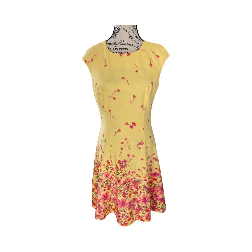 Yellow Floral Fit-and-Flare Dress